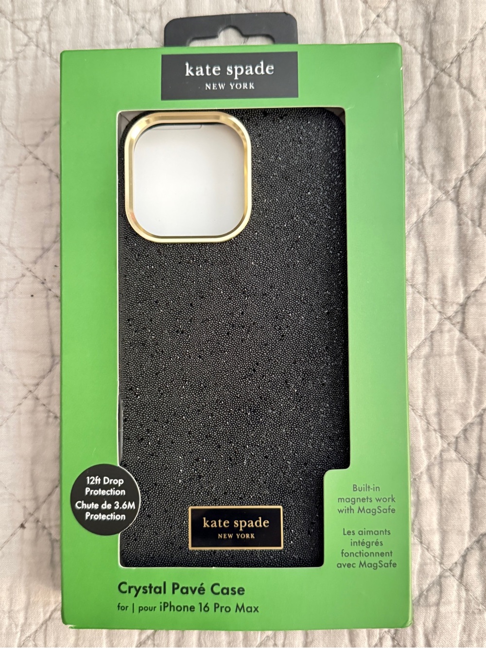 Kate Spade black crystal pave 16 PRO MAX case